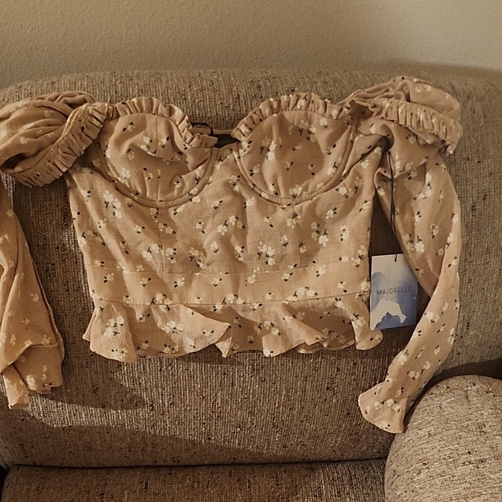 MAJORELLE Beige Floral Blouse